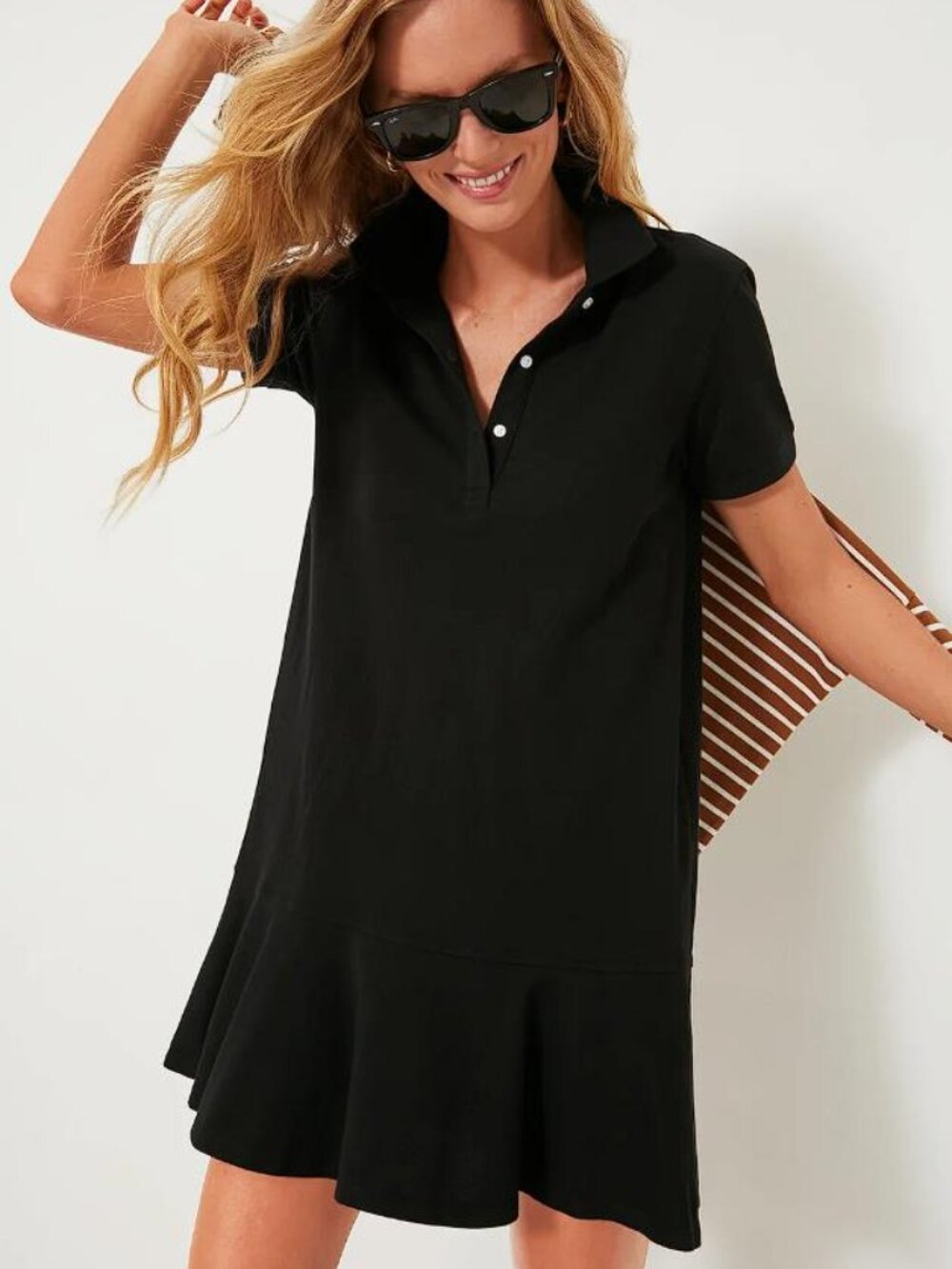 TUCKERNUCK Women's Black Pique May Polo Dress Size L